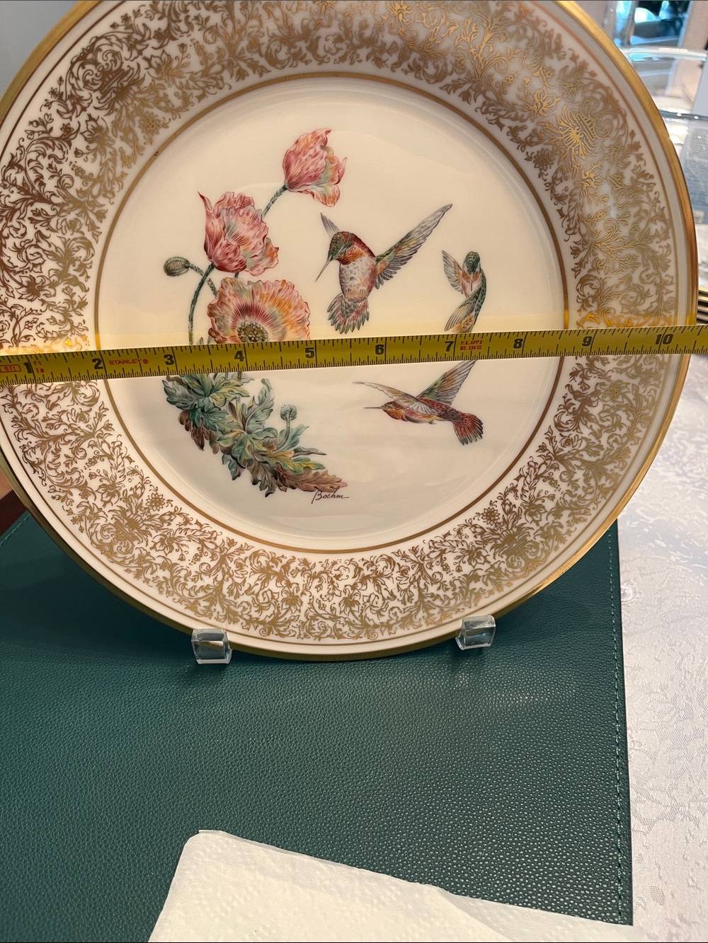 Lenox White and Gold Decorative Plate with Pink Floral Hummingbirds - Picture 8 of 9
